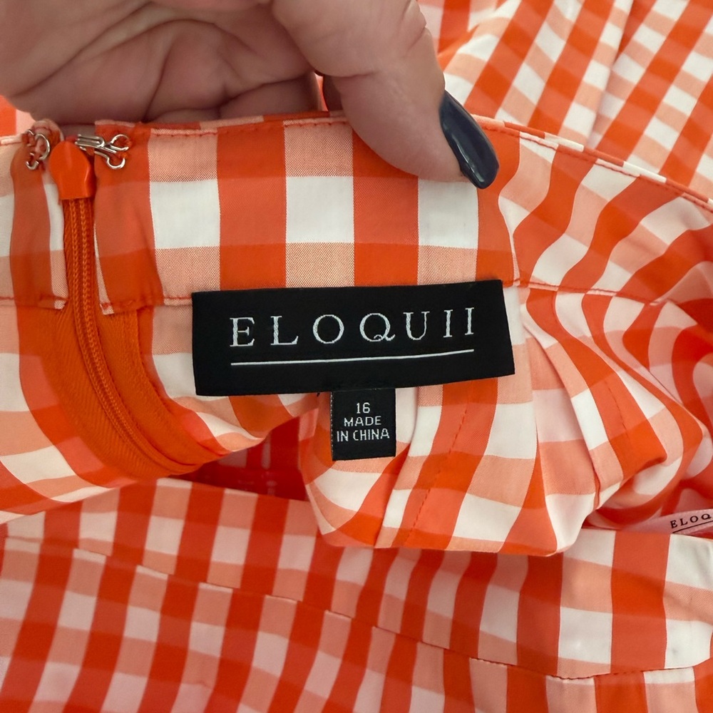 Eloquii Orange Gingham Ruffled Wrap Skirt, 16 - Picture 5 of 7